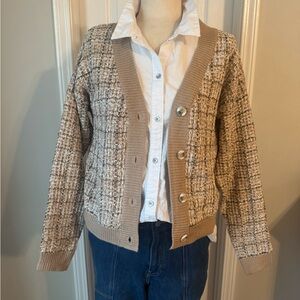 Jessica Simpson Tan and Cream Knit Sweater